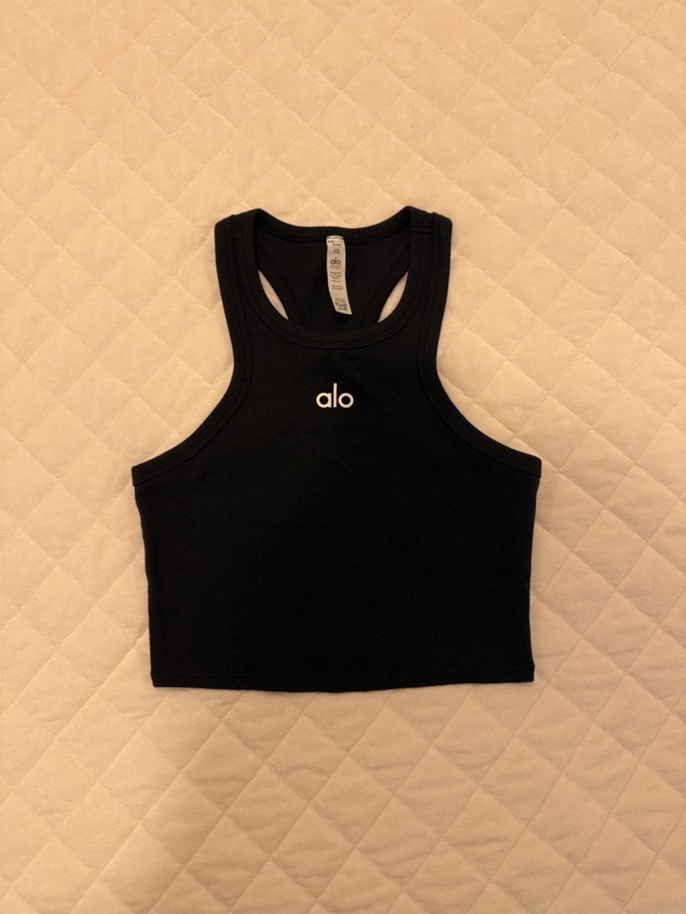 ALO Yoga Black Ribbed Cropped Racer Tank